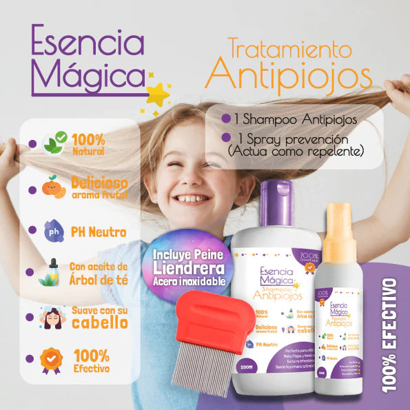 TRATAMIENTO ANTIPIOJOS - ELIMINA PIOJOS Y LIENDRES KIT X3